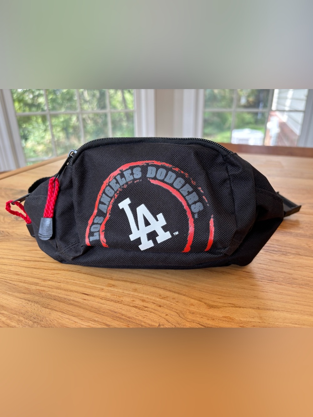 Los Angeles Dodgers Black Sling Belt Bag with Red Accents